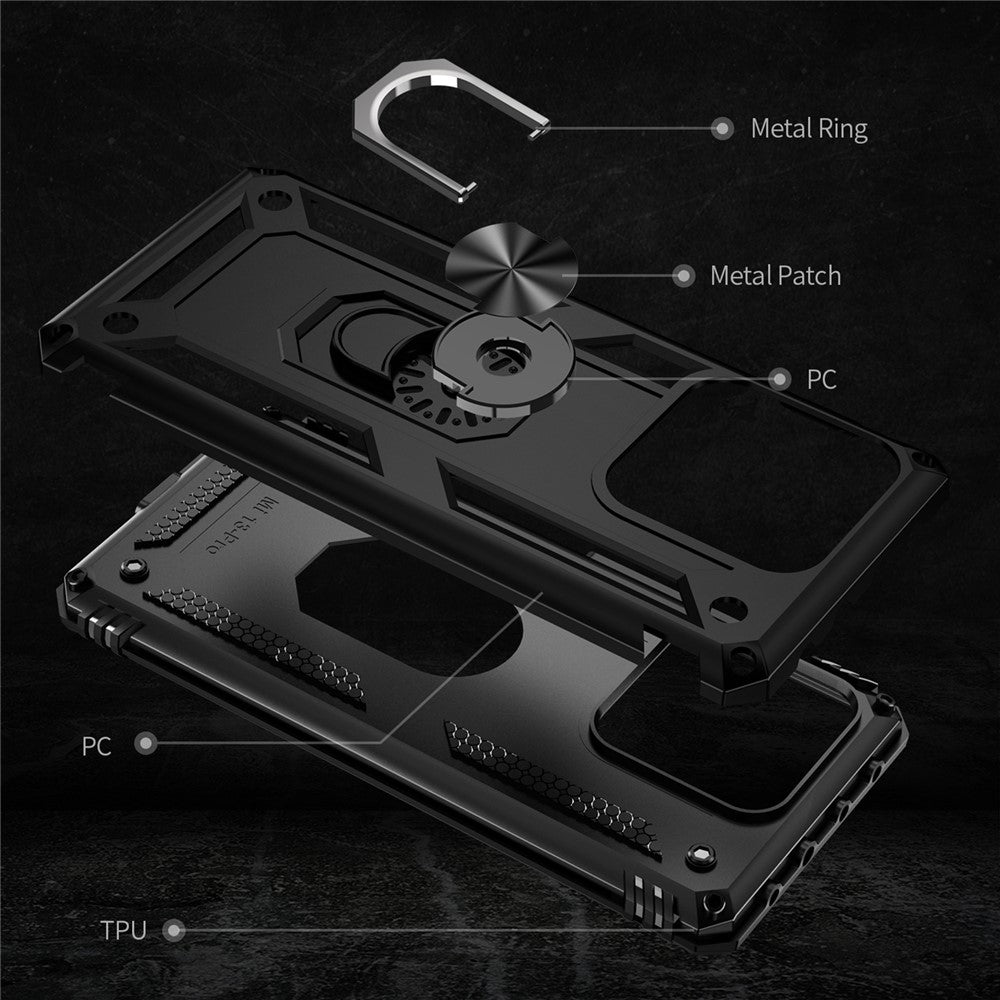 Ring Kickstand Phone Case for Xiaomi 13 Pro 5G, Military Grade Shockproof PC + TPU Protective Cover