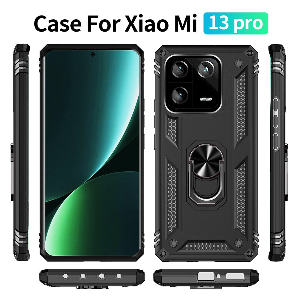 Ring Kickstand Phone Case for Xiaomi 13 Pro 5G, Military Grade Shockproof PC + TPU Protective Cover
