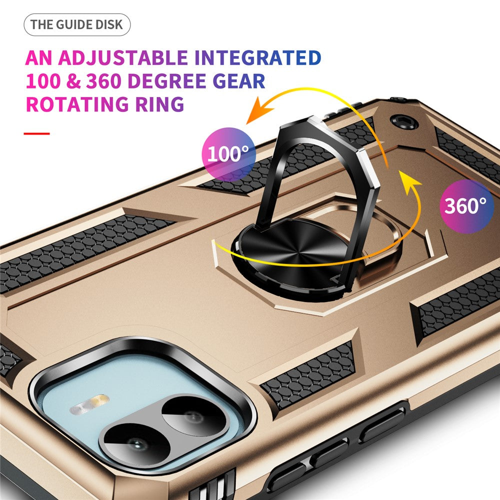 Phone Case for Xiaomi Redmi A1 4G / A2 4G , Military Grade Anti-drop PC + TPU Protective Cover with Ring Kickstand