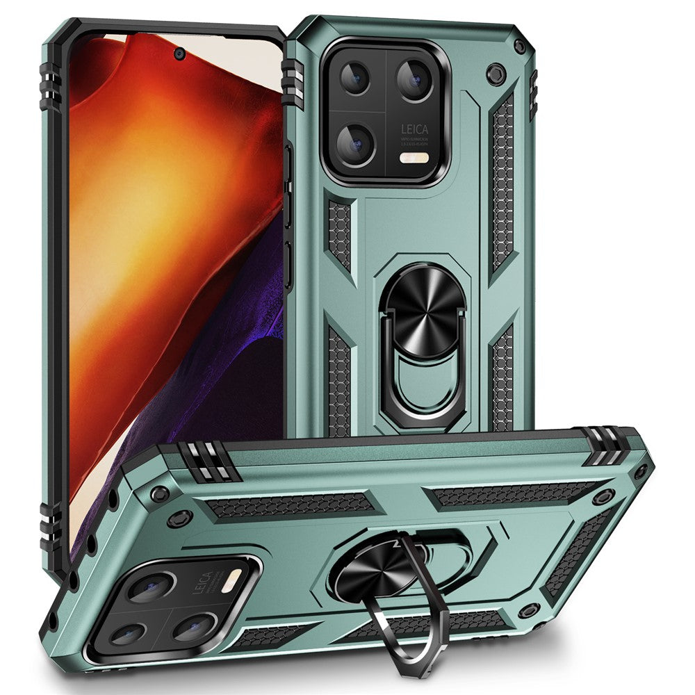 Ring Kickstand Phone Case for Xiaomi 13 5G, Military Grade Anti-drop PC + TPU Protective Cover