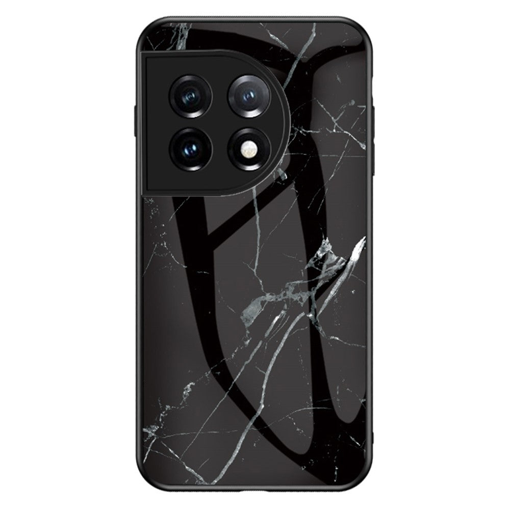 Hærdet glas + PC + TPU telefoncover til OnePlus 11 5G, Marmormønster Print Stødsikkert Smartphone Cover