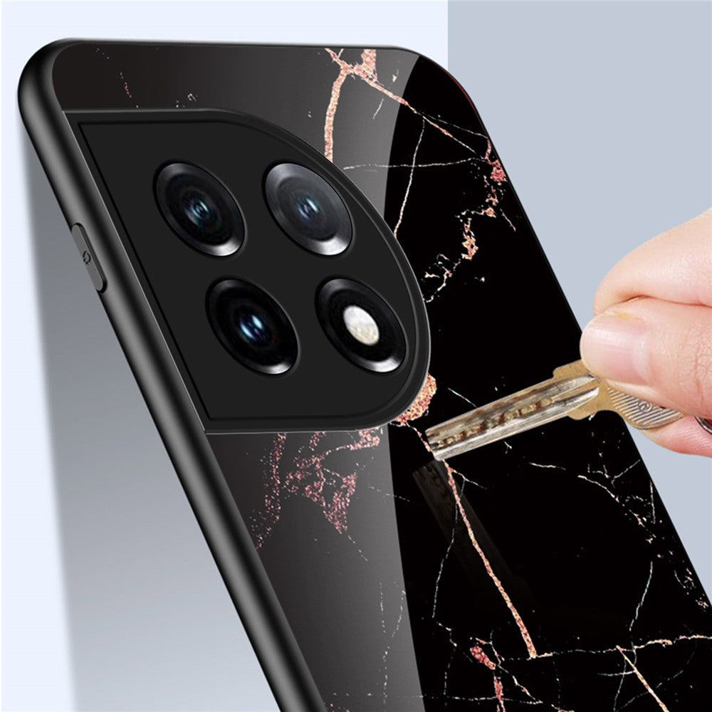 Härdat glas + PC + TPU-skal för OnePlus 11 5G, marmormönstertryck, fallsäkert smartphone-skal