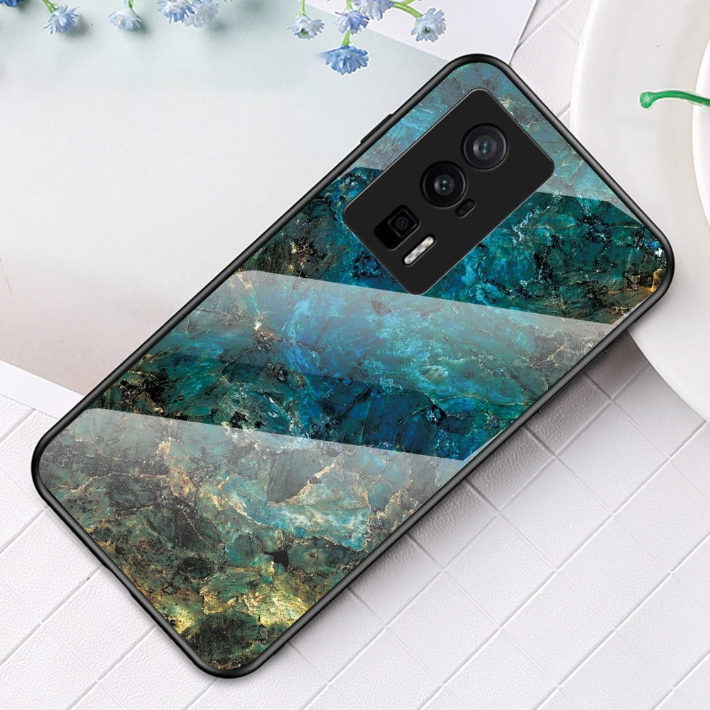 For Xiaomi Poco F5 Pro 5G / Redmi K60 Pro 5G / K60 5G Tempered Glass + PC + TPU Case Marble Pattern Printing Protective Phone Cover