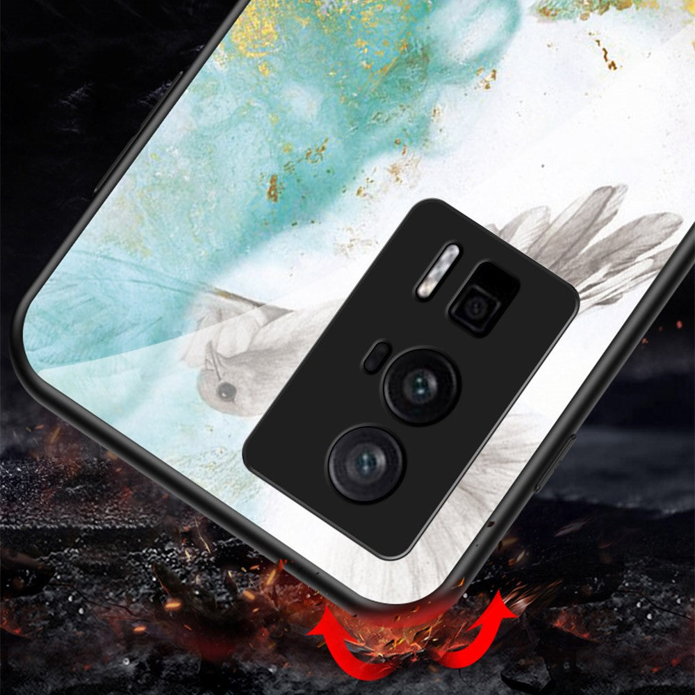 For Xiaomi Poco F5 Pro 5G / Redmi K60 Pro 5G / K60 5G Tempered Glass + PC + TPU Case Marble Pattern Printing Protective Phone Cover