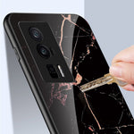 For Xiaomi Poco F5 Pro 5G / Redmi K60 Pro 5G / K60 5G Tempered Glass + PC + TPU Case Marble Pattern Printing Protective Phone Cover