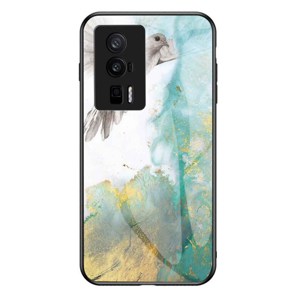 For Xiaomi Poco F5 Pro 5G / Redmi K60 Pro 5G / K60 5G Tempered Glass + PC + TPU Case Marble Pattern Printing Protective Phone Cover