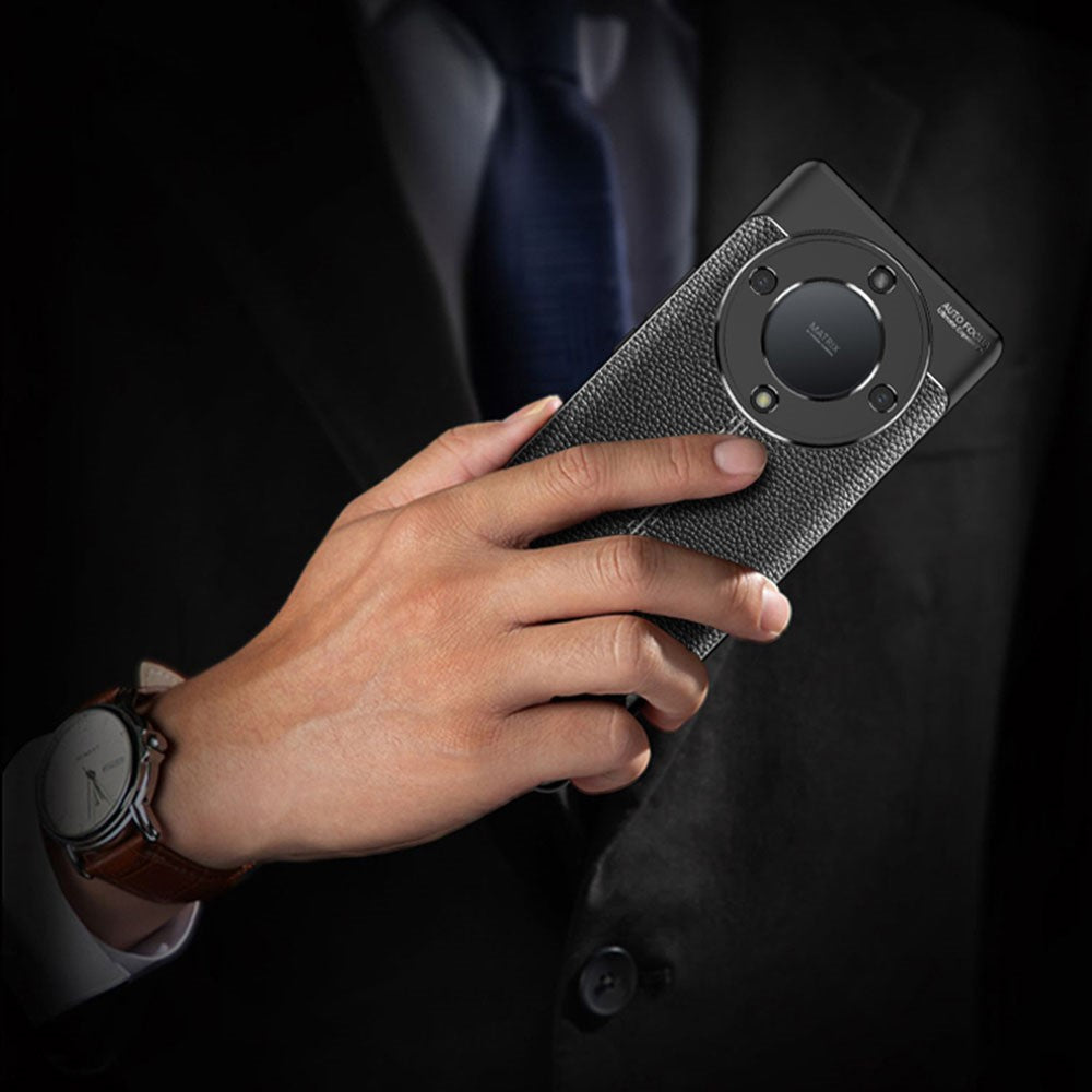 For Honor X9a 5G Drop-proof Mobile Phone Case Litchi Texture TPU Slim Protective Phone Cover