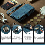 For Samsung Galaxy A54 5G Phone Cases with Strap CASEME C30 Zipper Multiple Card Holder PU Leather Cover