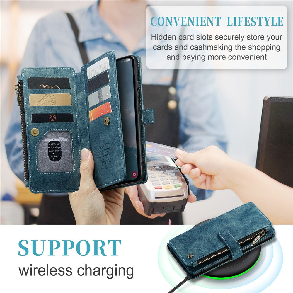 For Samsung Galaxy A54 5G Phone Cases with Strap CASEME C30 Zipper Multiple Card Holder PU Leather Cover