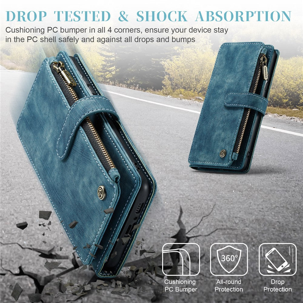 For Samsung Galaxy A54 5G Phone Cases with Strap CASEME C30 Zipper Multiple Card Holder PU Leather Cover
