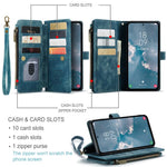 For Samsung Galaxy A54 5G Phone Cases with Strap CASEME C30 Zipper Multiple Card Holder PU Leather Cover