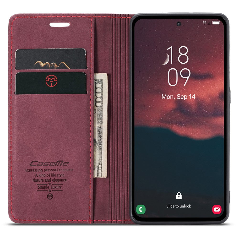 CASEME 013 Series Phone Case for Samsung Galaxy A54 5G PU Leather Case Wallet Stand Shockproof Cover