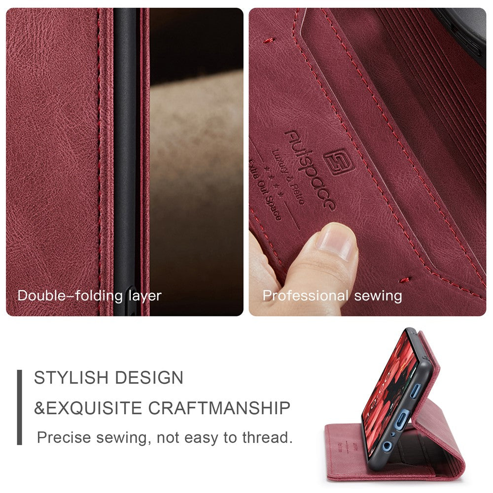 AUTSPACE Plånboksfodral för Samsung Galaxy A34 5G RFID-blockerande läderfodral med flip-funktion, A01-serien, Retro stativfodral