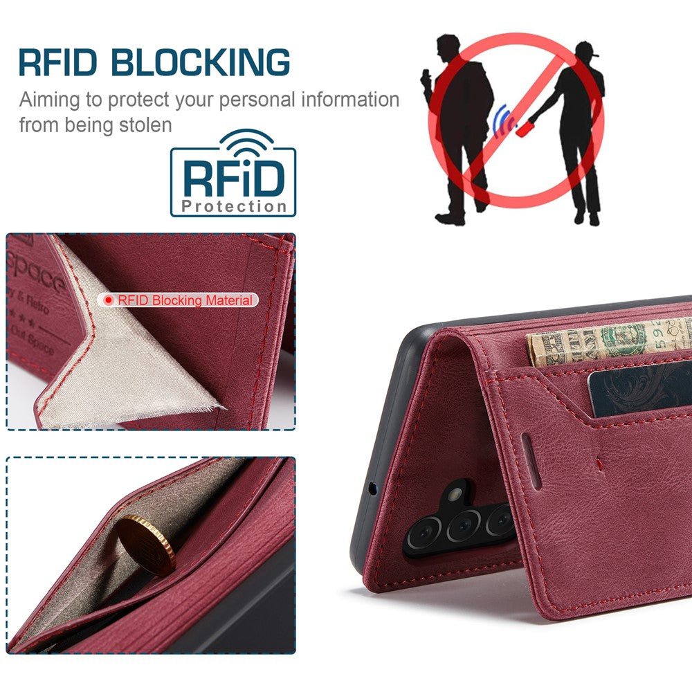 AUTSPACE Plånboksfodral för Samsung Galaxy A34 5G RFID-blockerande läderfodral med flip-funktion, A01-serien, Retro stativfodral