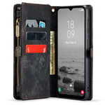 CASEME 008-serien för Samsung Galaxy A54 5G PU-läderfodral med dragkedja och ficka, avtagbart mobilställ, plånboksfodral