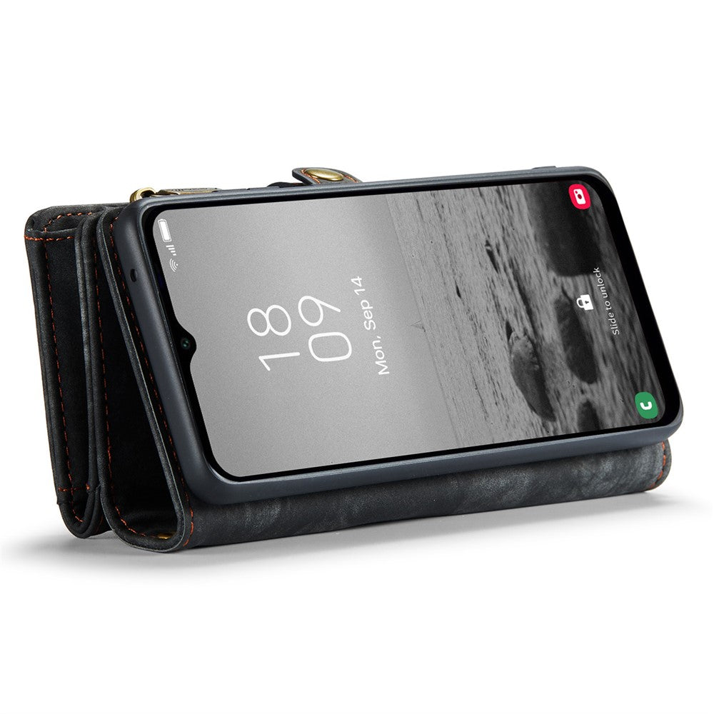 CASEME 008-serien för Samsung Galaxy A54 5G PU-läderfodral med dragkedja och ficka, avtagbart mobilställ, plånboksfodral