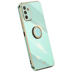 XINLI For Samsung Galaxy M23 5G / F23 5G Precise Lens Cutout Shockproof Phone Case with Ring Kickstand Electroplating Golden Edge Soft TPU Cover