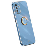 XINLI For Samsung Galaxy M23 5G / F23 5G Precise Lens Cutout Shockproof Phone Case with Ring Kickstand Electroplating Golden Edge Soft TPU Cover