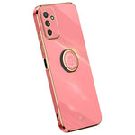 XINLI For Samsung Galaxy M23 5G / F23 5G Precise Lens Cutout Shockproof Phone Case with Ring Kickstand Electroplating Golden Edge Soft TPU Cover