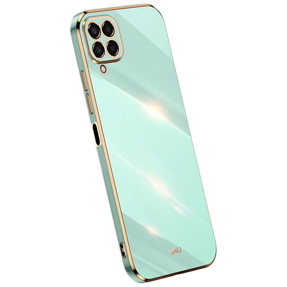 XINLI Phone Case for Samsung Galaxy M33 5G (Global Version), Electroplating Golden Edge Back Protector TPU Cover