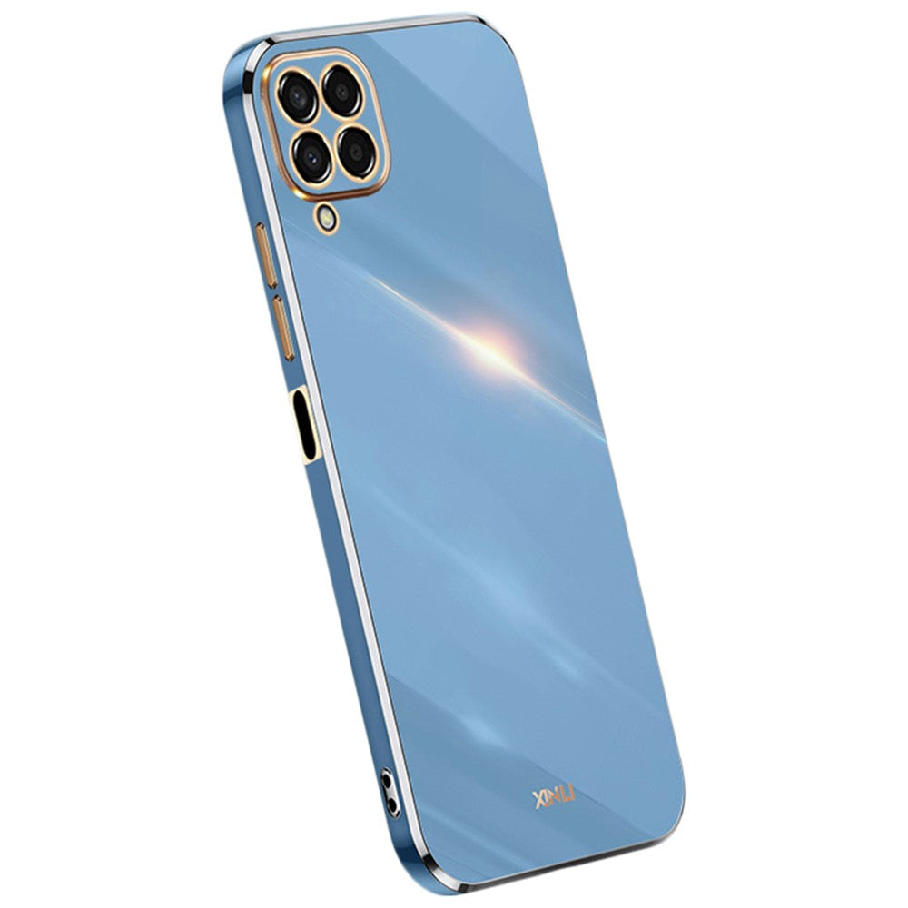 XINLI Phone Case for Samsung Galaxy M33 5G (Global Version), Electroplating Golden Edge Back Protector TPU Cover