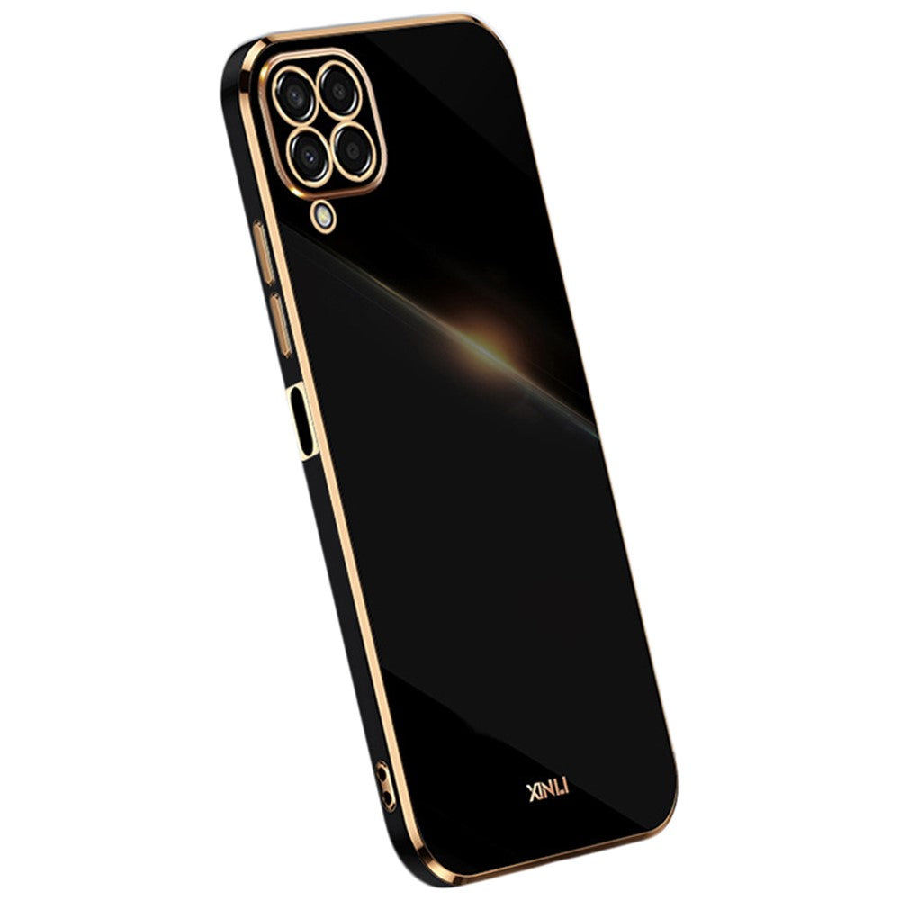 XINLI Phone Case for Samsung Galaxy M33 5G (Global Version), Electroplating Golden Edge Back Protector TPU Cover