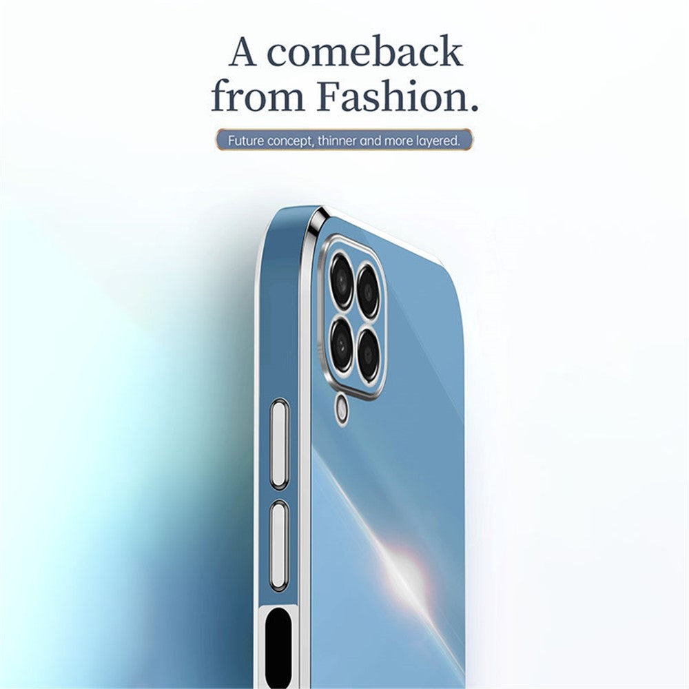 XINLI Phone Case for Samsung Galaxy M53 5G, Electroplating Golden Edge Shockproof TPU Protective Cover