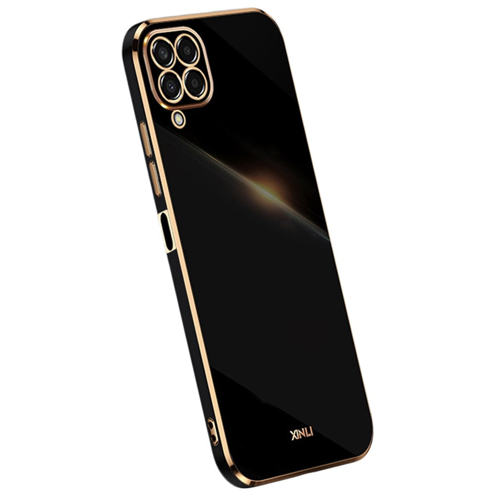 XINLI Phone Case for Samsung Galaxy M53 5G, Electroplating Golden Edge Shockproof TPU Protective Cover