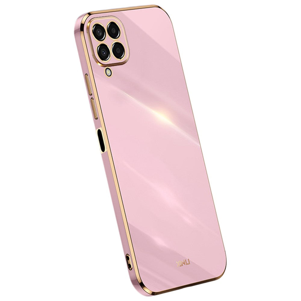 XINLI Phone Case for Samsung Galaxy M53 5G, Electroplating Golden Edge Shockproof TPU Protective Cover