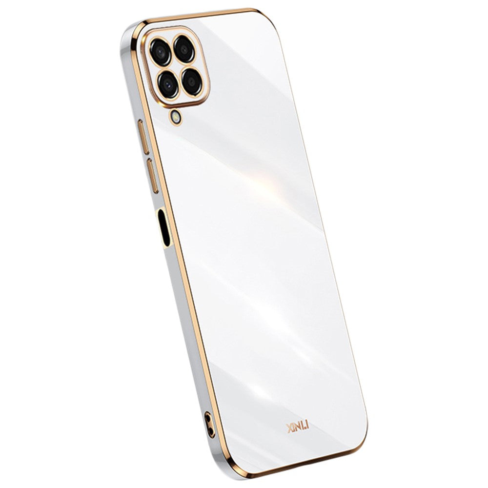 XINLI Phone Case for Samsung Galaxy M53 5G, Electroplating Golden Edge Shockproof TPU Protective Cover