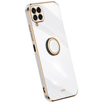 XINLI For Samsung Galaxy M53 5G Electroplating Golden Edge Soft TPU Cover Precise Lens Cutout Phone Case with Ring Kickstand