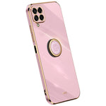 XINLI For Samsung Galaxy M53 5G Electroplating Golden Edge Soft TPU Cover Precise Lens Cutout Phone Case with Ring Kickstand