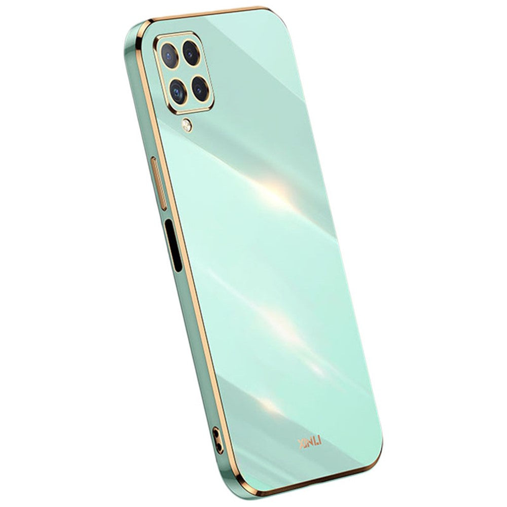 XINLI Phone Case for Samsung Galaxy A22 4G (EU Version), Shock-absorbing Electroplating Golden Edge TPU Protective Cover