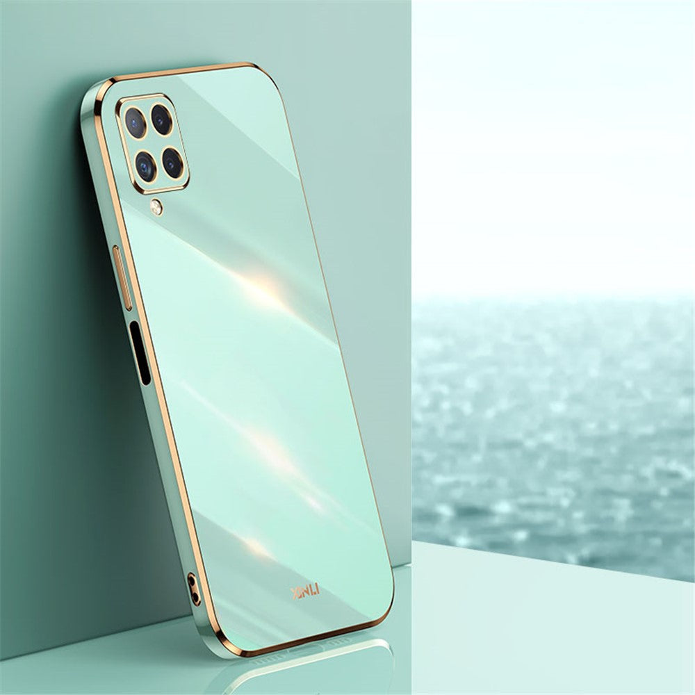 XINLI Phone Case for Samsung Galaxy A22 4G (EU Version), Shock-absorbing Electroplating Golden Edge TPU Protective Cover
