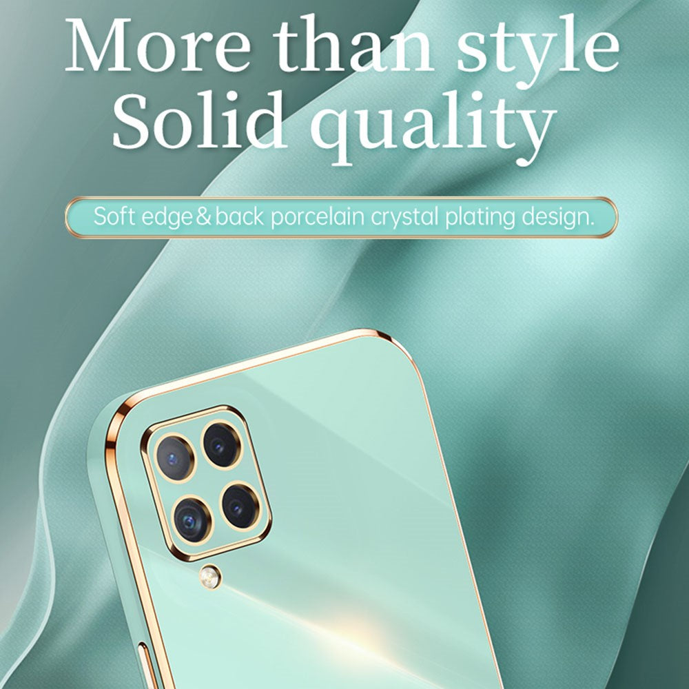 XINLI Phone Case for Samsung Galaxy A22 4G (EU Version), Shock-absorbing Electroplating Golden Edge TPU Protective Cover