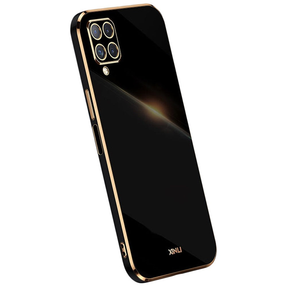 XINLI Phone Case for Samsung Galaxy A22 4G (EU Version), Shock-absorbing Electroplating Golden Edge TPU Protective Cover