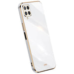 XINLI Phone Case for Samsung Galaxy A22 4G (EU Version), Shock-absorbing Electroplating Golden Edge TPU Protective Cover
