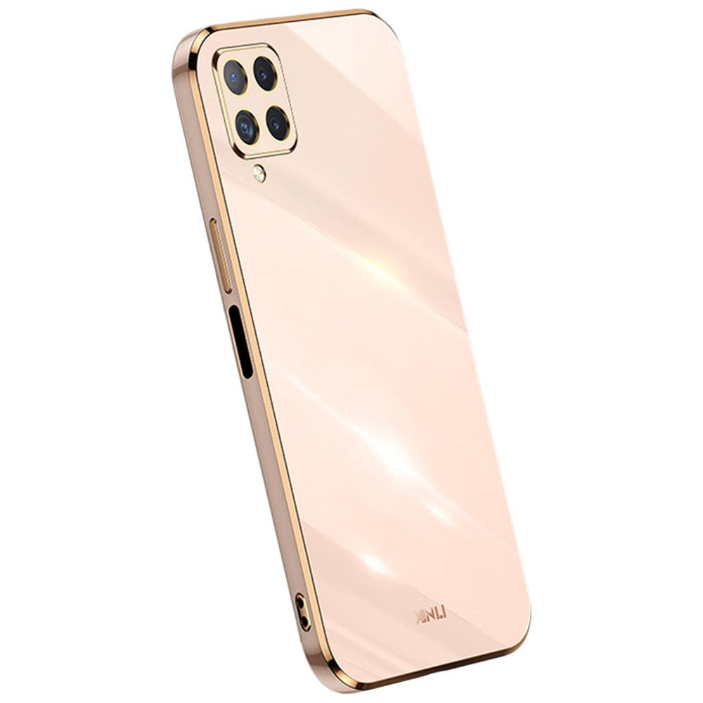XINLI Phone Case for Samsung Galaxy A22 4G (EU Version), Shock-absorbing Electroplating Golden Edge TPU Protective Cover