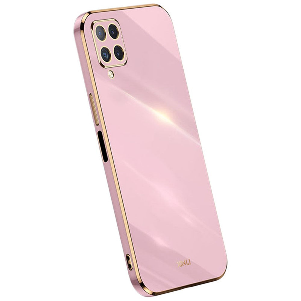 XINLI Phone Case for Samsung Galaxy A22 4G (EU Version), Shock-absorbing Electroplating Golden Edge TPU Protective Cover
