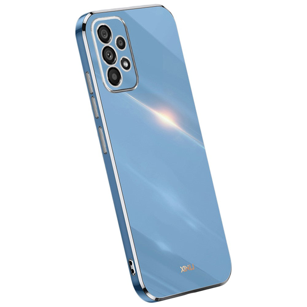 XINLI ridsefast mobilcover til Samsung Galaxy A23 4G / A23 5G (Global version), galvaniseret TPU-beskyttelsesetui med gylden kant