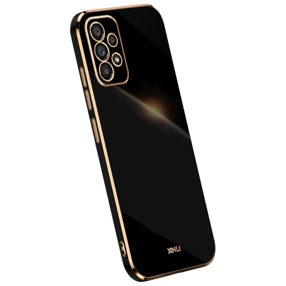 XINLI Anti-scratch Phone Case for Samsung Galaxy A23 4G / A23 5G (Global Version), Electroplating Golden Edge TPU Protective Cover