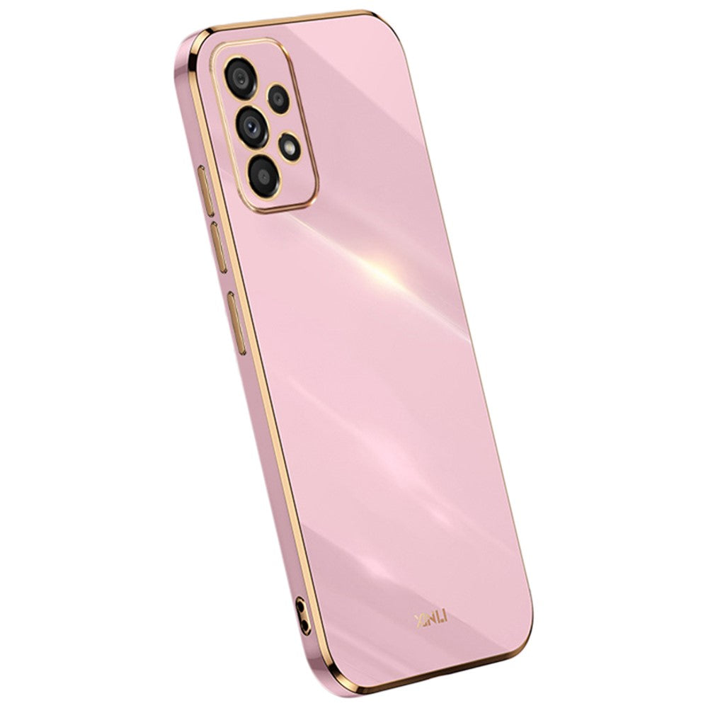 XINLI ridsefast mobilcover til Samsung Galaxy A23 4G / A23 5G (Global version), galvaniseret TPU-beskyttelsesetui med gylden kant