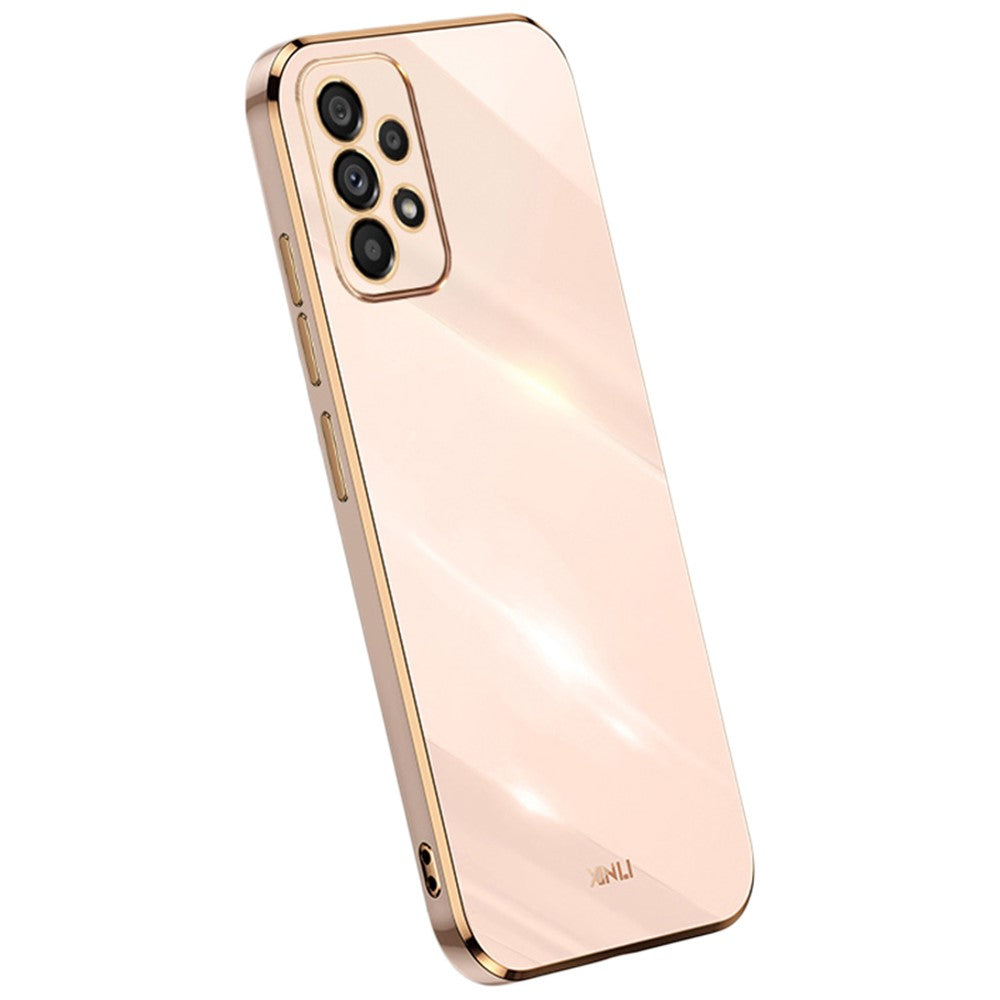 XINLI Anti-scratch Phone Case for Samsung Galaxy A23 4G / A23 5G (Global Version), Electroplating Golden Edge TPU Protective Cover