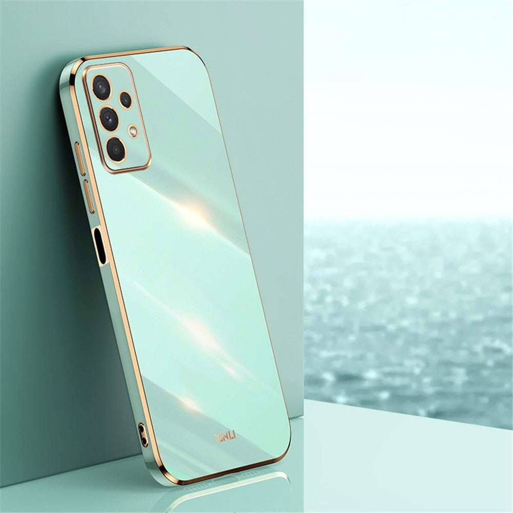XINLI Phone Case for Samsung Galaxy A32 5G / M32 5G, Electroplating Golden Edge Back Shell TPU Protective Cover
