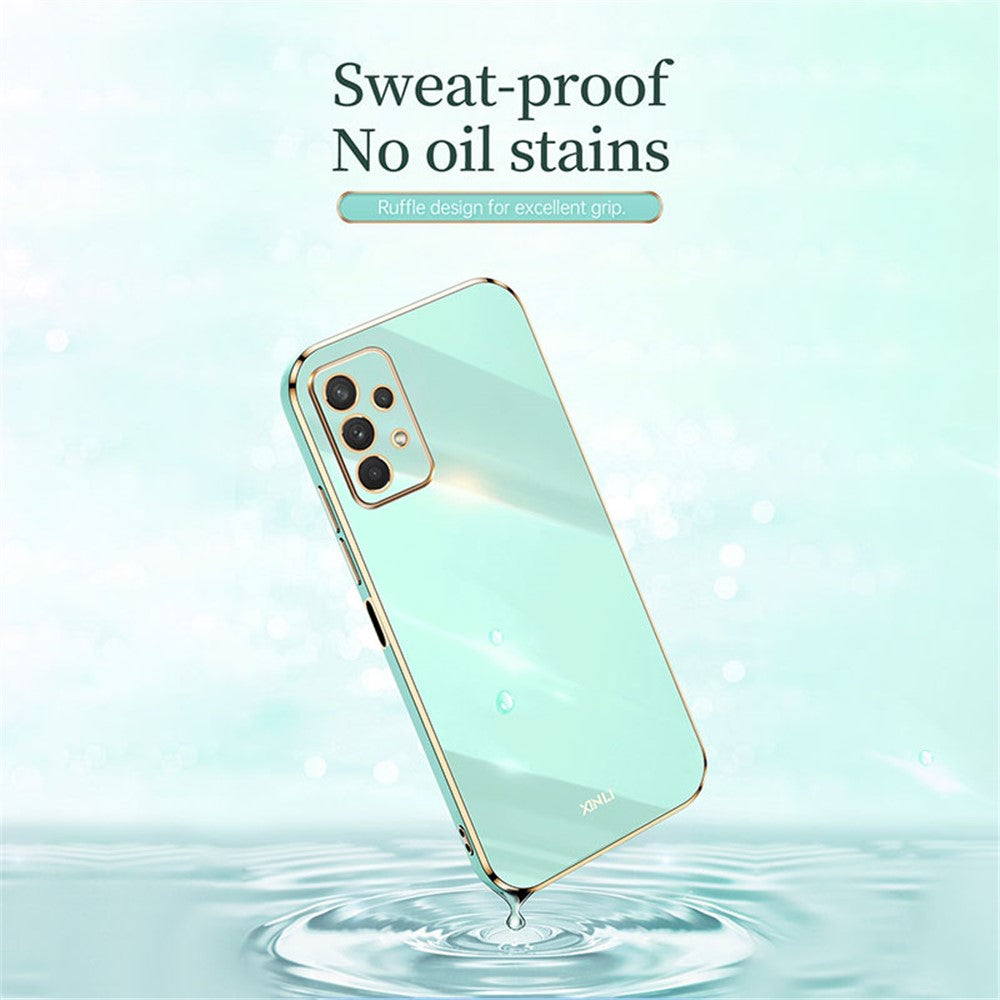 XINLI Phone Case for Samsung Galaxy A32 5G / M32 5G, Electroplating Golden Edge Back Shell TPU Protective Cover