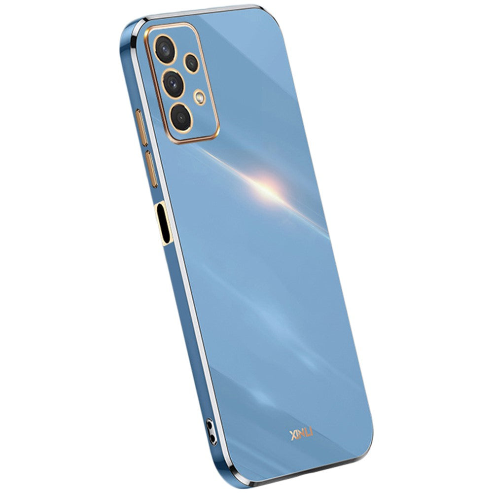 XINLI Phone Case for Samsung Galaxy A32 5G / M32 5G, Electroplating Golden Edge Back Shell TPU Protective Cover