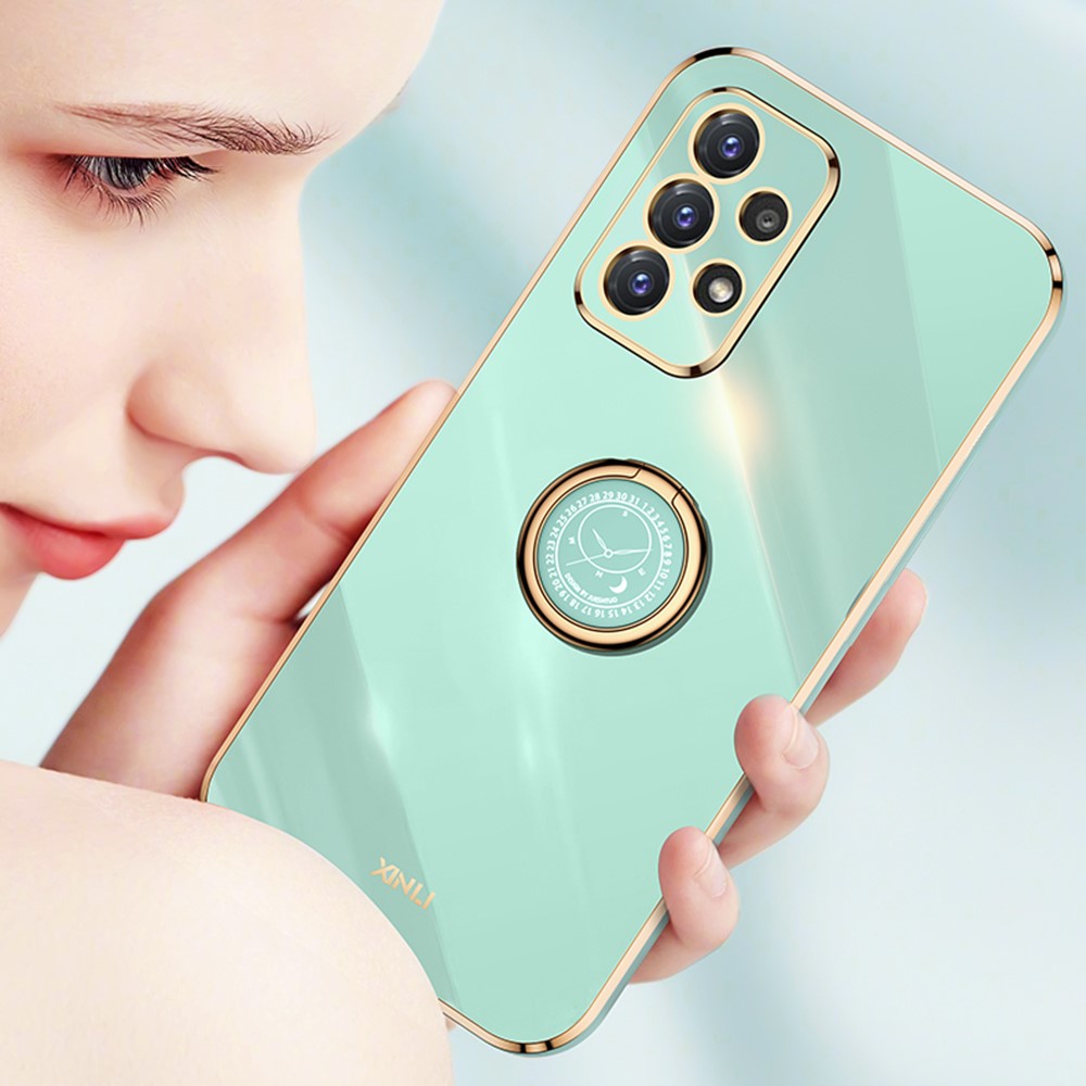 XINLI Slankt Telefoncover med Støtteben til Samsung Galaxy A32 4G (EU Version), Galvaniseret Anti-fald Beskyttende Telefoncover