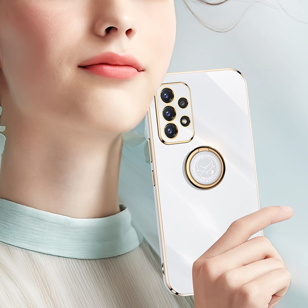XINLI Slankt Telefoncover med Støtteben til Samsung Galaxy A32 4G (EU Version), Galvaniseret Anti-fald Beskyttende Telefoncover