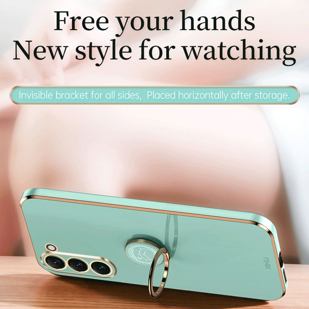 XINLI Phone Case For Samsung Galaxy S22+ 5G, Protective Back Cover Electroplating Shell Kickstand