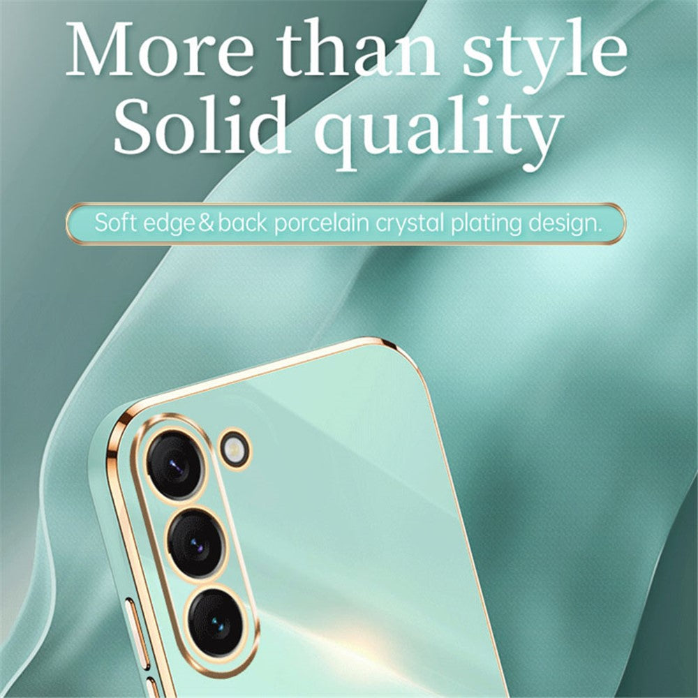 XINLI Phone Case for Samsung Galaxy S23+, Electroplating Golden Edge Anti-fall TPU Protective Back Cover